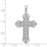 14K White Gold Polished Large Rope Frame Filigree Cross Pendant - Image 4