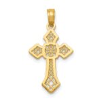 14K Polished Passion Cross with Lacey Center Pendant