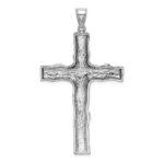14K White Gold Large Tree Textured Cross Pendant - Image 3