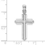 14K White Gold 2-D Beveled Stick Cross Charm - Image 3