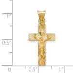 14k Polished Satin and Diamond-cut Crucifix Pendant - Image 4