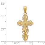 14K Polished Crucifix with Lace Trim Pendant - Image 3