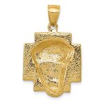 14K Polished Large Jesus Head With Crown Pendant - Image 4