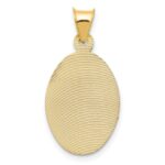 14K with Rose and White Rhodium Diamond-cut Solid Sagrado Corazon de Jesus Oval Pendant - Image 4