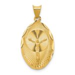 14K Polished Diamond-cut Corpus Oval Pendant