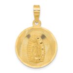 14K Polished Diamond-cut Solid Our Lady Of Guadalupe Round Pendant