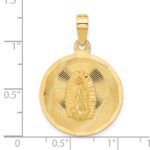 14K Polished Diamond-cut Large Solid Our Lady Of Guadalupe Round Pendant - Image 4