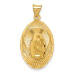 14K Polished Diamond-cut Solid Our Lady Of Guadalupe Oval Pendant