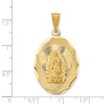 14K Polished Diamond-cut Solid Large Our Lady Of Guadalupe Oval Pendant - Image 3