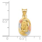 14K with Rose and White Rhodium Diamond-cut Solid Our Lady Of Guadalupe Oval Pendant - Image 4