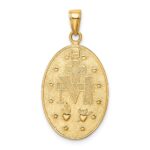 14k Polished and Satin Solid Miraculous Medal Oval Pendant - Image 3