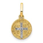 14k and White Rhodium Solid St. Benedict Medal Round Pendant - Image 3
