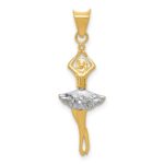 14K and White Rhodium Polished Dancer with Moveable Skirt and Legs Pendant