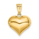 14K Polished and Textured 3-D Puffed Heart Pendant - Image 4