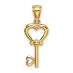 14k Polished 3D Heart Key Pendant - Image 3
