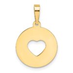 14K Polished Cut-out Heart Circle Disc Pendant - Image 3
