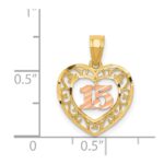 14k Two-tone Diamond-cut 15 Pendant - Image 4