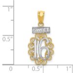 14k with White Rhodium Filigree SWEET 16 Pendant - Image 4