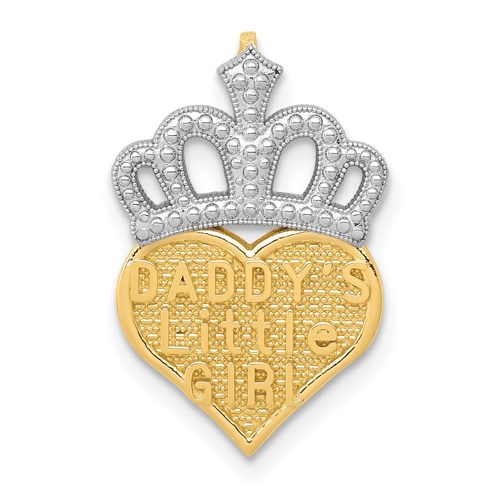 K5905.jpg 14k and White Rhodium DADDYS LITTLE GIRL Heart with Crown Chain Slide - Image 1