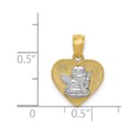 14k and White Rhodium Polished Guardian Angel in Heart Pendant - Image 4