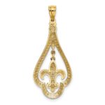 14k Diamond-cut Polished Fleur de Lis Dangle Pendant - Image 3