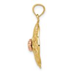 14k Two-tone Polished Rose in Round Filigree Charm - Image 2