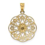 14k Two-tone Polished Rose in Round Filigree Charm - Image 3