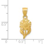 14k Satin Diamond-cut Sunflower Pendant - Image 4