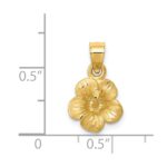 14k Satin Diamond-cut Hibiscus Flower Pendant - Image 4