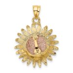 14k Two-tone Polished Sunflower Pendant - Image 3