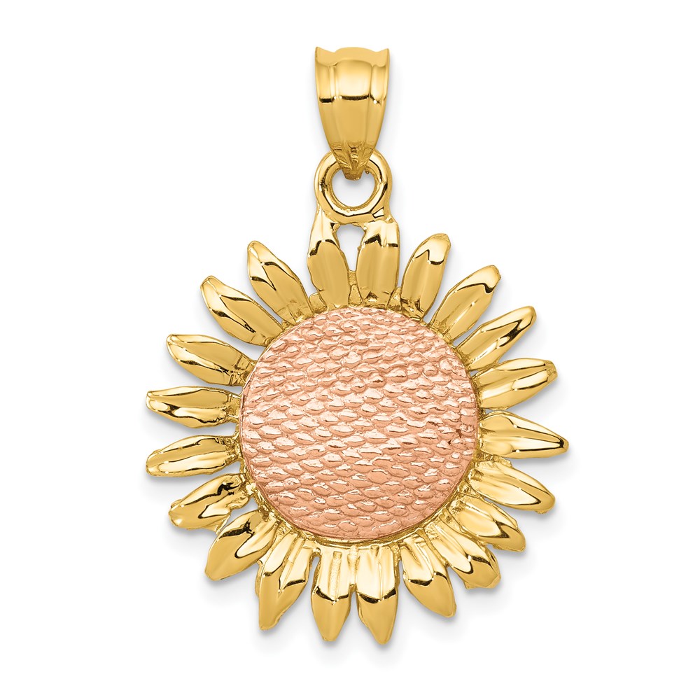 K5976.jpg 14k Two-tone Polished Sunflower Pendant - Image 1