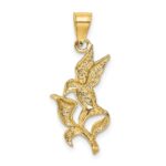14k Polished Hummingbird with Flower Pendant - Image 3