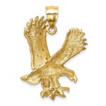 14k Satin Diamond-cut Eagle Pendant - Image 3
