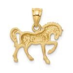 14k Satin Diamond-cut Horse Pendant - Image 3