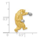 14k and White Rhodium Satin Diamond-cut Boxing Bear Chain Slide - Image 4