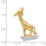 14k and White Rhodium Diamond-cut Polished Giraffe Pendant - Image 4