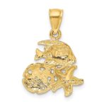 14k Satin Diamond-cut Fish, Starfish and Sand Dollar Pendant - Image 3