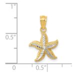 14k with White Rhodium Diamond-cut Starfish Pendant - Image 4