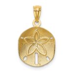 14k Satin Diamond-cut Sand Dollar Pendant - Image 3
