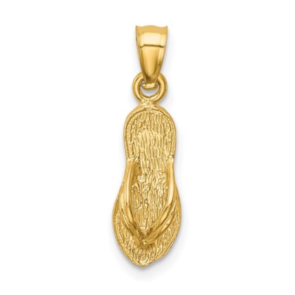 14k  3-D Polished And Textured Flip Flop Pendant