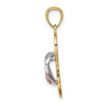 14K Yellow and Rose Gold with White Rhodium Sandal Pendant - Image 2
