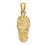 14k Polished 3-D Lab Created Blue Opal Flip Flop Pendant - Image 3