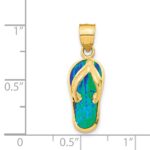 14k Polished 3-D Lab Created Blue Opal Flip Flop Pendant - Image 4