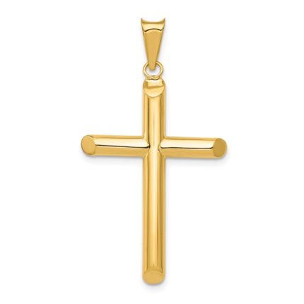 14k Polished Tube Cross Pendant