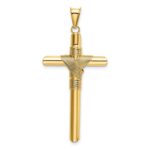 14K Polished with Center Wrap Tube Cross Pendant - Image 3