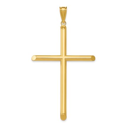 14k Large Polished Tube Cross Pendant