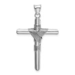 14K White Gold with Center Wrap Tube Cross Pendant - Image 3
