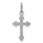 14k White Gold Polished Diamond-cut Small Budded Cross Charm - Image 4