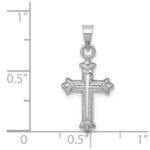 14k White Gold Fleur de Lis Hollow Cross Charm - Image 3