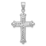 14k White Gold Reversible Diamond-cut Cross Pendant